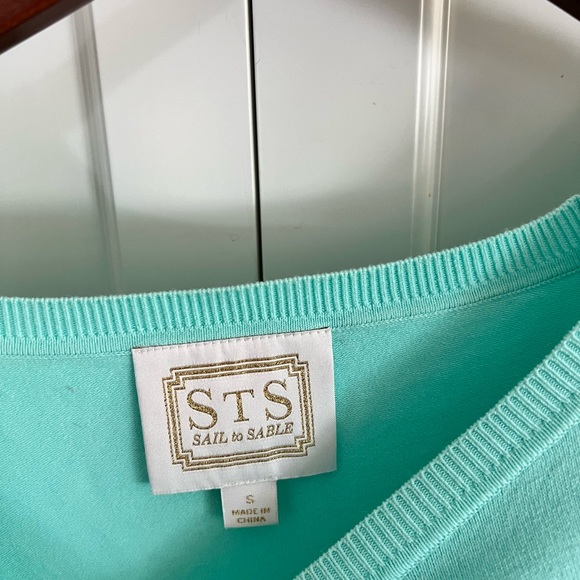 Sail to Sable long sleeve fringe bottom aqua dress (cotton/nylon) size small - Picture 3 of 3